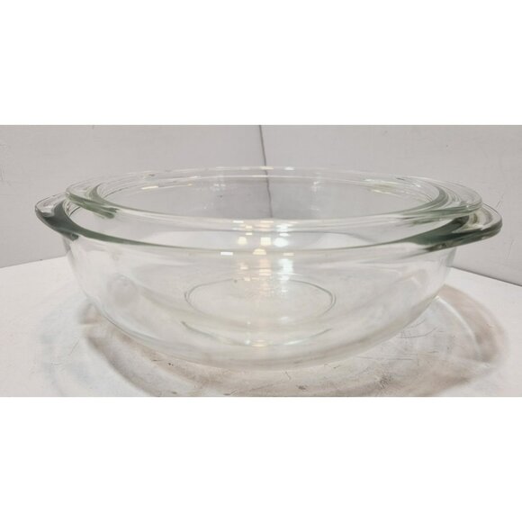 Vintage Classic Pyrex Clear Glass Bowl Nesting Set w/Handles 23 & 24 1.5 & 2 QT - Picture 1 of 15